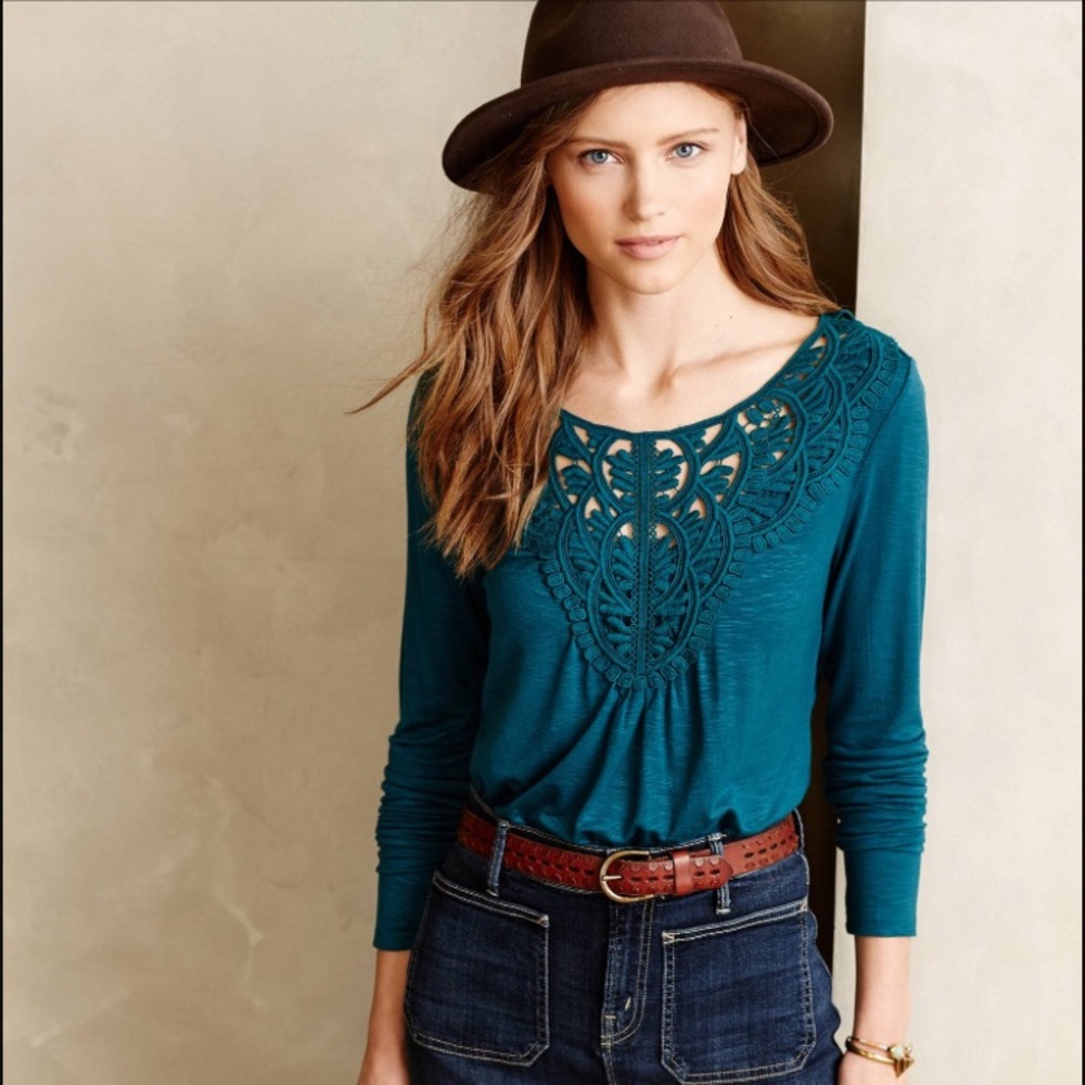 Anthropologie Meadow Rue Bobbinlace Tee